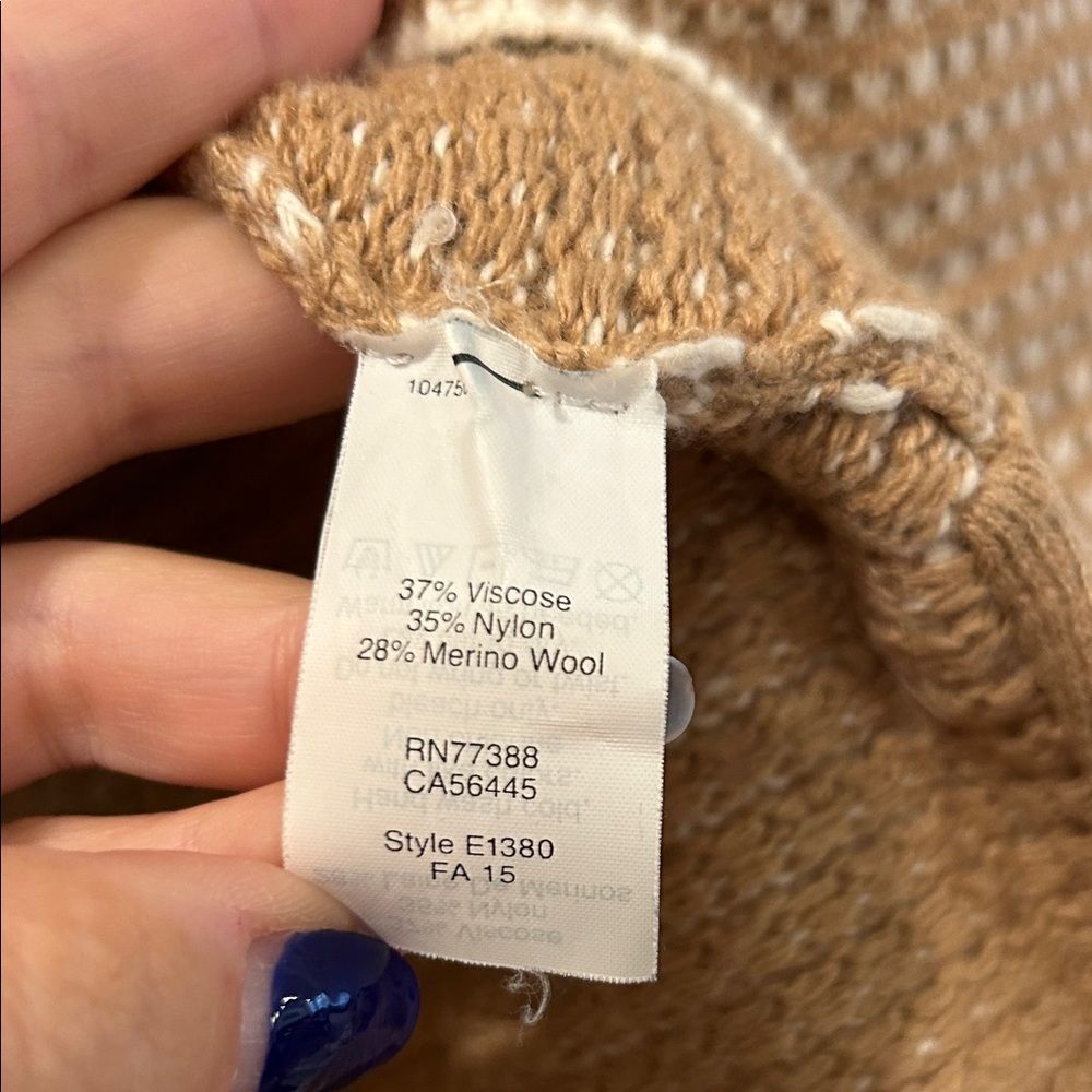 J. Crew Tan & White Knit Sweater, Size Small - Picture 7 of 11